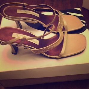 Nina Gold Satin Sequin Slingback Women's Size 7